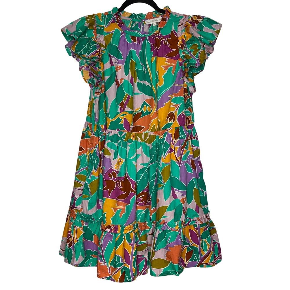 House of Harlow Tropical Print Mini Dress Green Size Medium